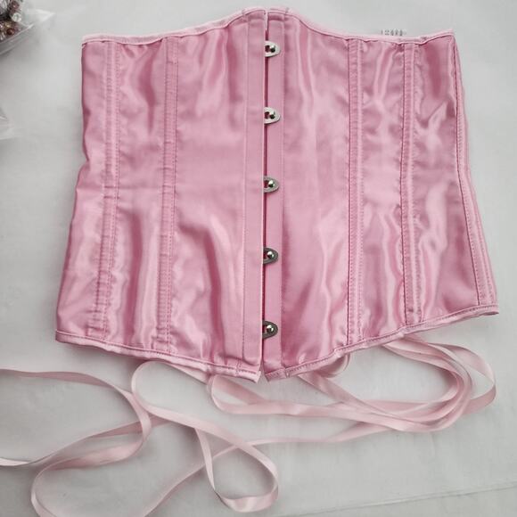 Corset top pink adjustable milkmaid fairycore fairytale Bridgerton kawaii size M - Picture 5 of 8